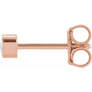 14K Yellow Gold .06 Carat Natural Diamond Micro Bezel Single Stud Earring
