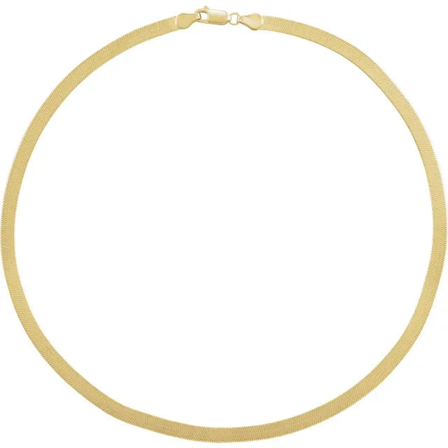 14K Yellow Gold 4.6 mm Wide Flexible Herringbone Chain Necklace