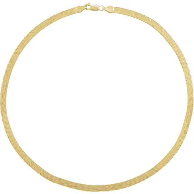 14K Yellow Gold 4.6 mm Wide Flexible Herringbone Chain Bracelet