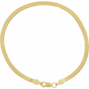 14K Yellow Gold 2.8mm Thin Flexible Herringbone Chain 7" Bracelet