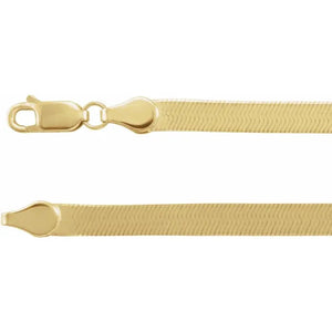 14K Yellow Gold 4.6 mm Wide Flexible Herringbone Chain Bracelet