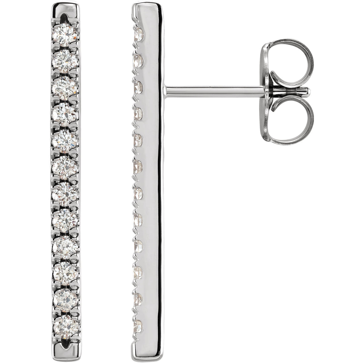 Les Petits Diamants Platinum Parisian Diamond Bar Earrings