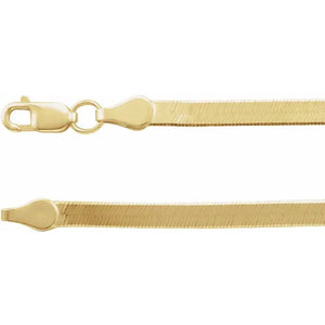 14K Yellow Gold 2.8mm Thin Flexible Herringbone Chain 7" Bracelet