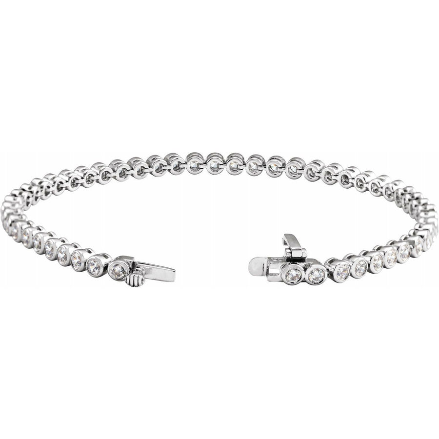 Endless Diamonds 14K White Gold 3.5 Carat Bezel Set Lab-Grown Diamond Tennis Bracelet