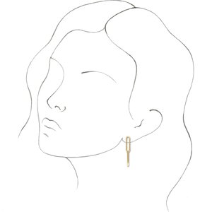 14K Gold Paperclip Long Link Drop Earrings