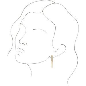 14K Gold Paperclip Long Link Drop Earrings