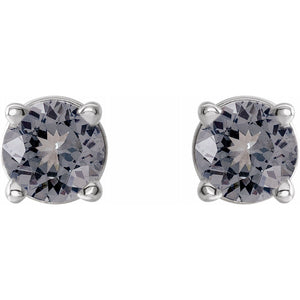 14K Yellow Gold 3mm Natural Gray Spinel Solitaire Stud Earrings