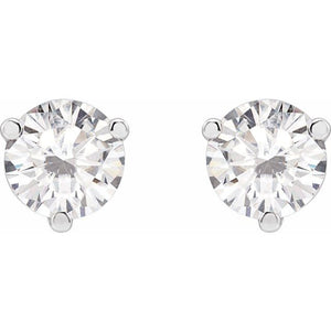 14K White Gold Round Lab-Grown Moissanite Stud Earrings