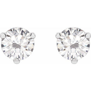 14K White Gold Round Lab-Grown Moissanite Stud Earrings