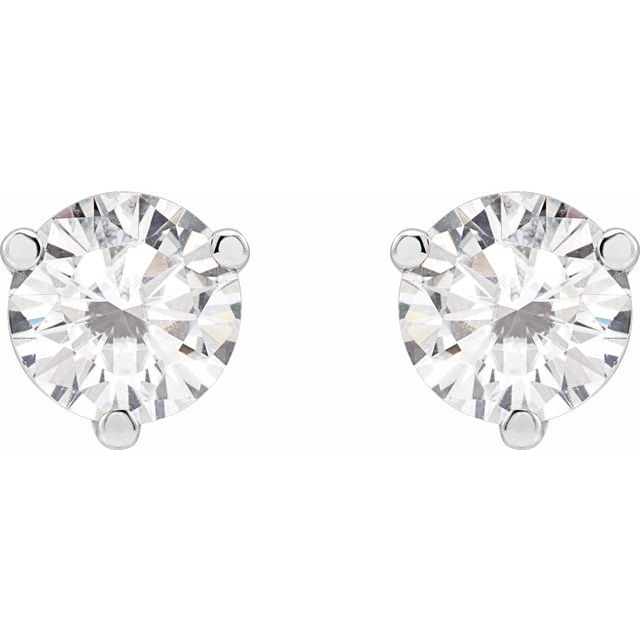 14K White Gold Round Lab-Grown Moissanite Stud Earrings