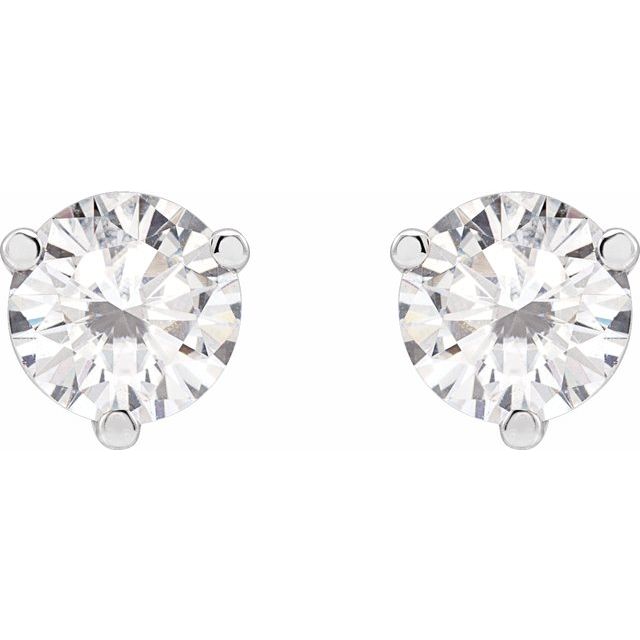 14K White Gold Round Lab-Grown Moissanite Stud Earrings