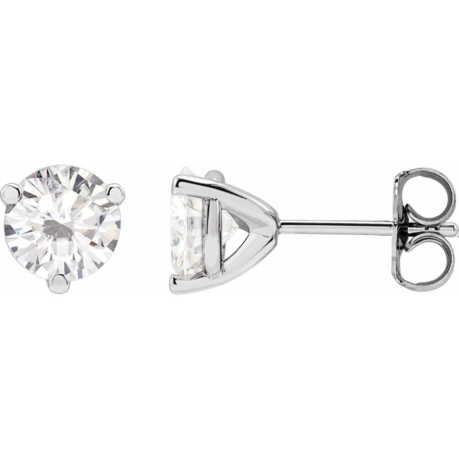 14K White Gold Round Lab-Grown Moissanite Stud Earrings