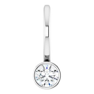 Women's 1/10 Carat Diamond Bezel -Set Charm Pendant In 14K White Gold