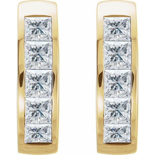 14K Gold Channel-Set 9/10 Carat Diamond Hoop Earrings