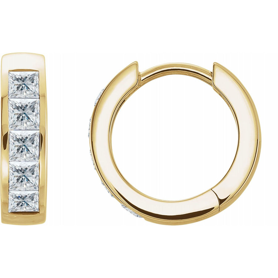 14K Gold Channel-Set 9/10 Carat Diamond Hoop Earrings