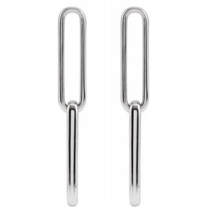 14K Gold Paperclip Long Link Drop Earrings