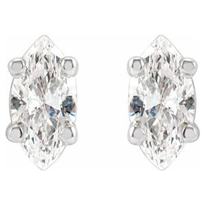 14K Gold Marquise Cut 1/8 Carat Natural Diamond Wire Basket Stud Earrings