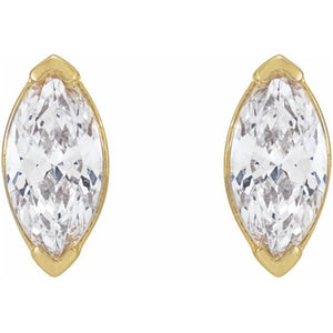 14K Gold Marquise Cut Lab- Grown Diamond Stud Earrings