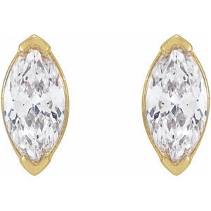 14K Gold Marquise Cut Lab- Grown Diamond Stud Earrings