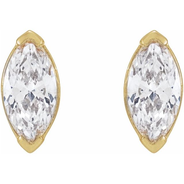 14K Gold Marquise Cut Lab- Grown Diamond Stud Earrings
