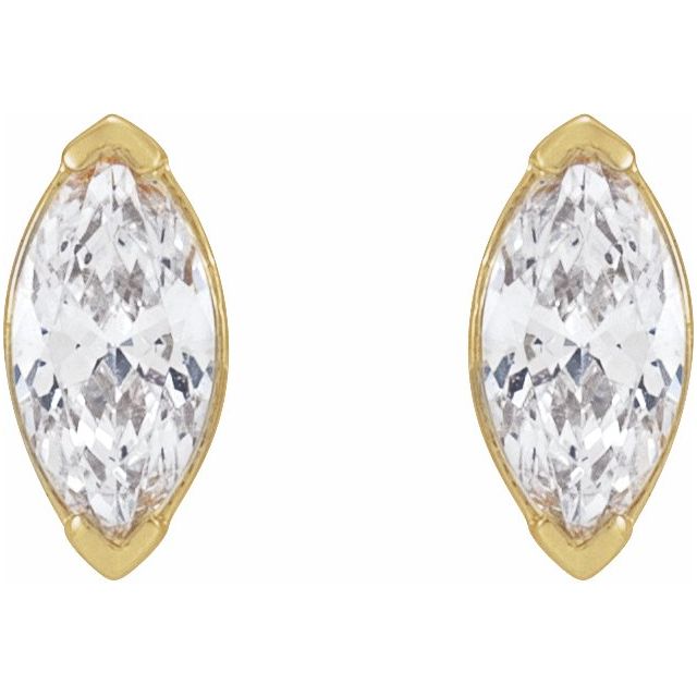 14K Gold Marquise Cut Lab- Grown Diamond Stud Earrings