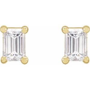 14K White Gold Baguette Cut Natural Diamond Solitaire Stud Earrings