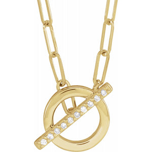 14K Gold 16 Inch Diamond Toggle Necklace