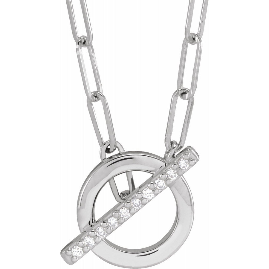 16 Inch Sterling Silver Diamond Toggle Necklace