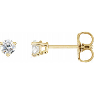 14K White Gold 3 Prong Natural White Diamond Stud Earrings