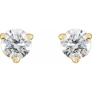 14K White Gold 3 Prong Natural White Diamond Stud Earrings