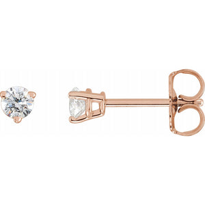 14K White Gold 3 Prong Natural White Diamond Stud Earrings