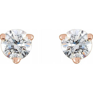 14K White Gold 3 Prong Natural White Diamond Stud Earrings