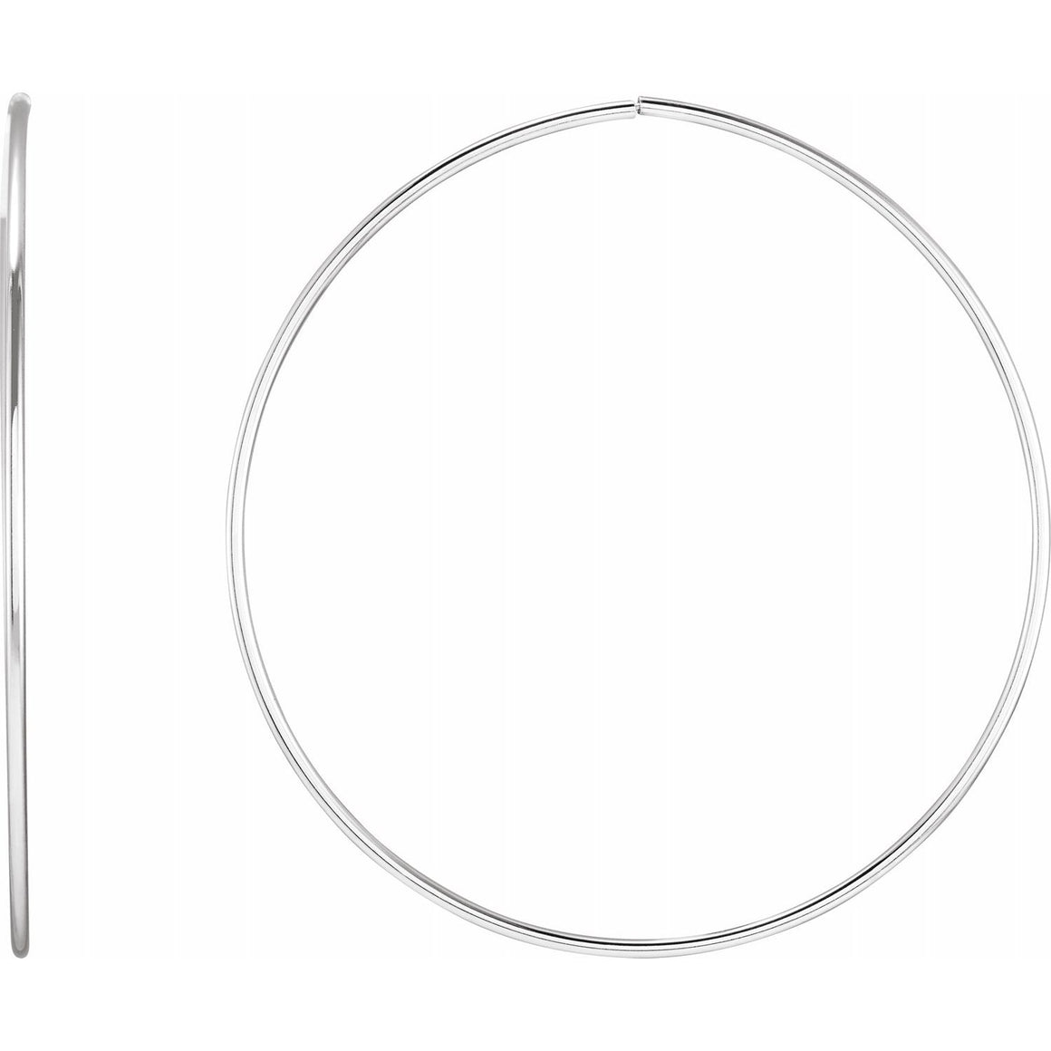 Sterling Silver 75 mm Endless Hoop Earrings