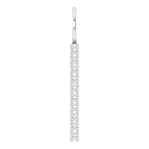 Women's Long Vertical 1/6 Carat Diamond Bar Pendant Necklace In 14K White Gold