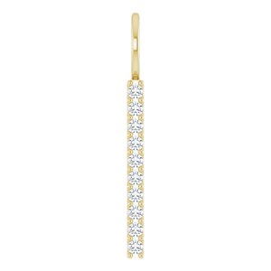 Women's Long Vertical 1/6 Carat Diamond Bar Pendant Necklace In 14K Yellow Gold