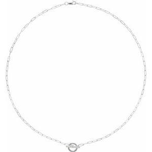 16 Inch Sterling Silver Diamond Toggle Necklace
