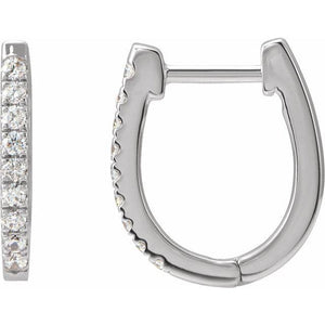 Sterling Silver 1/5 Carat Natural Diamond Small Hoop Earrings