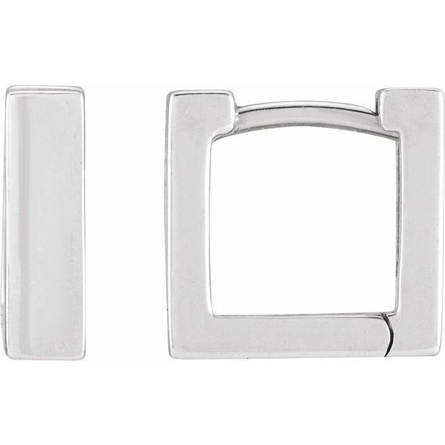 14K White Gold Square Hoop Earrings