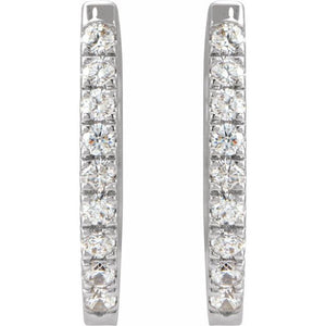 14K Yellow Gold 1/5 Carat Natural Diamond Small Hoop Earrings