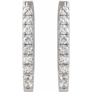 Sterling Silver 1/5 Carat Natural Diamond Small Hoop Earrings