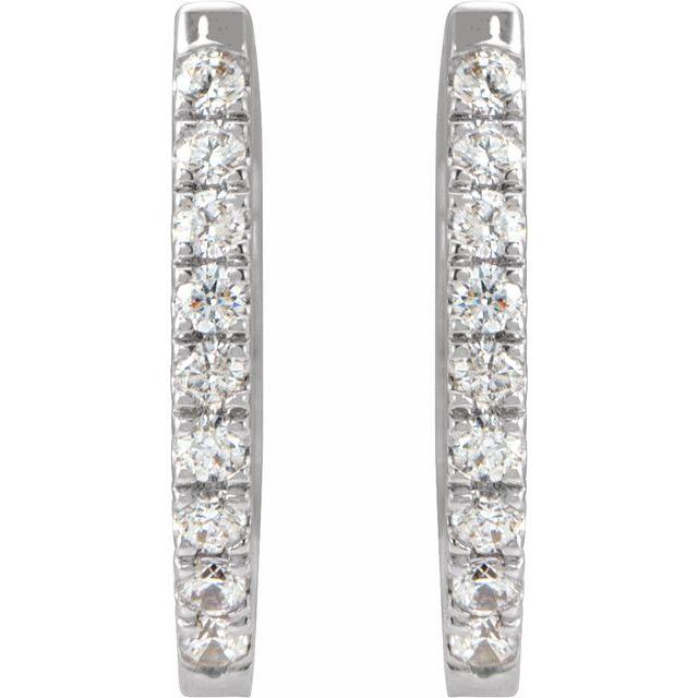 Sterling Silver 1/5 Carat Natural Diamond Small Hoop Earrings