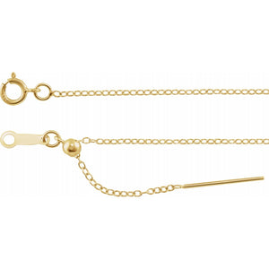 Minimalist Adjustable 1mm Box Chain Threader Necklace In 14K Yellow Gold