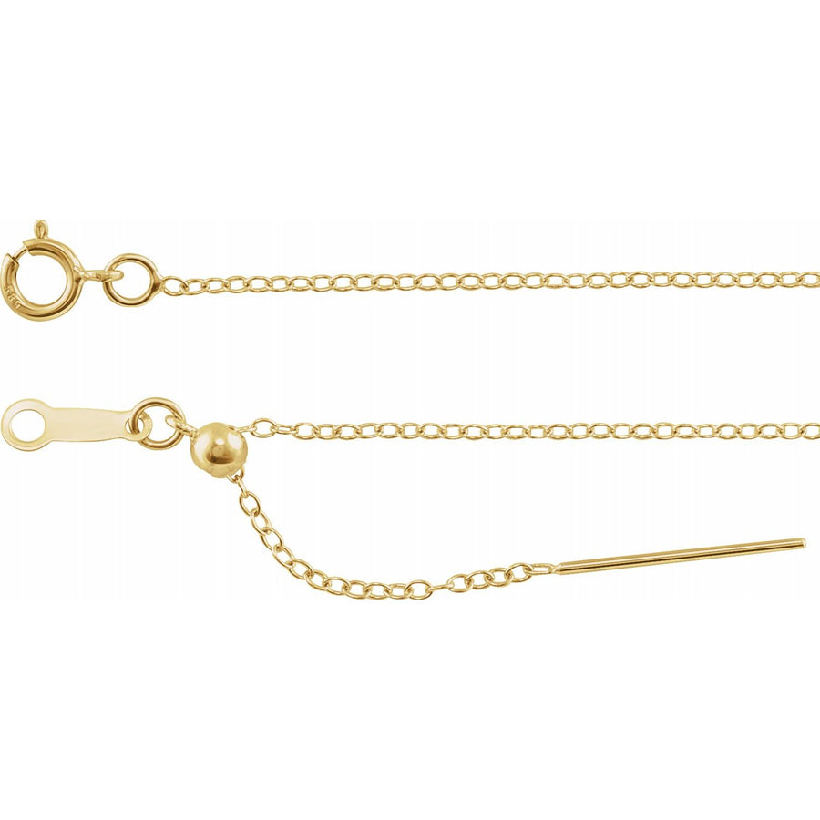 Minimalist Adjustable 1mm Box Chain Threader Necklace In 14K Yellow Gold