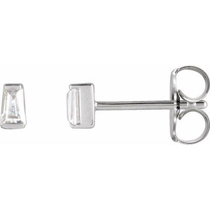 Platinum Tapered Baguette Natural Diamond Solitaire Stud Earrings