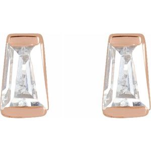 14K Yellow Gold Tapered Baguette Natural Diamond Solitaire Stud Earrings
