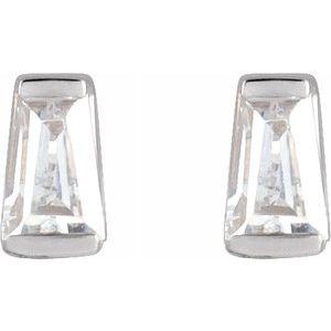 Platinum Tapered Baguette Natural Diamond Solitaire Stud Earrings