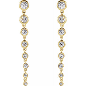 14K Gold Long Diamond Dangle Cascade Earrings