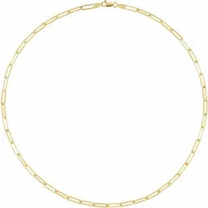 14K Yellow Gold 3.85mm Long Link Elongated PaperClip Chain Bracelet