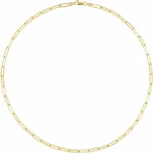 18K Gold Vermeil 3.85mm Long Link Elongated PaperClip Chain Necklace