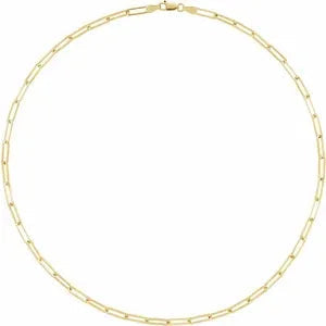 14K White Gold 3.85mm Long Link Elongated PaperClip Chain Bracelet